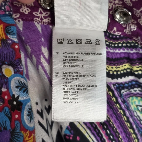 Moshiki (or Miriki/Gugi) Reversible Floral Cotton Wrap Mini Skirt Snap OSFM S-XL - Picture 12 of 13